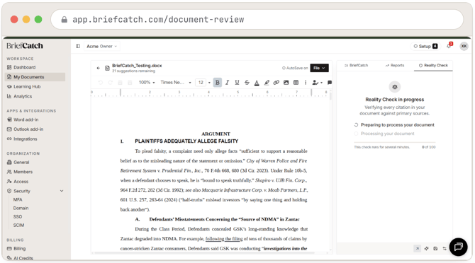A run just started: the first stage is active, the next is still queued, and the counter reads 0 of 100 citations. The progress bar and the N of M counter both move as citations clear.