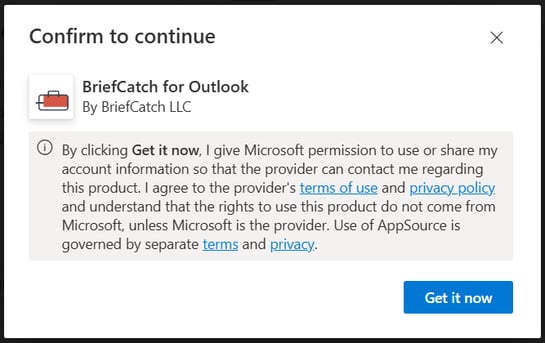 briefcatch-outlook-m365-confirm