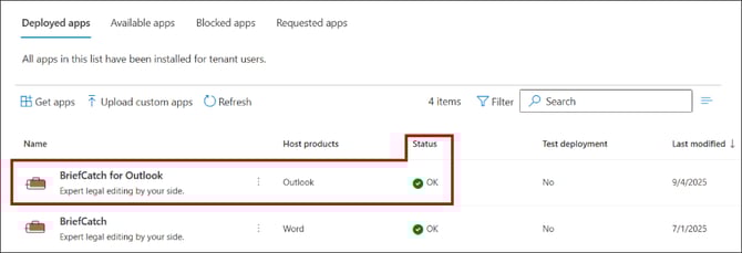 briefcatch-outlook-m365-deployment-status2