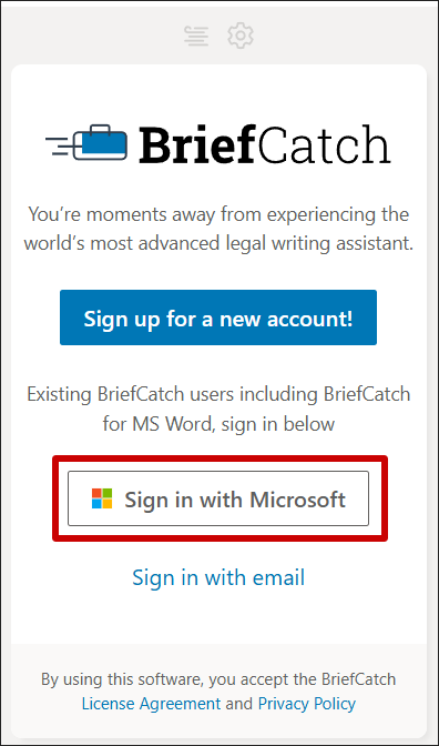 briefcatch-outlook-sign-in-screen