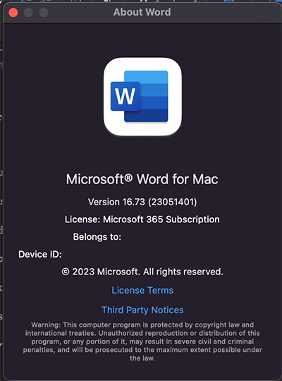 word-version-mac